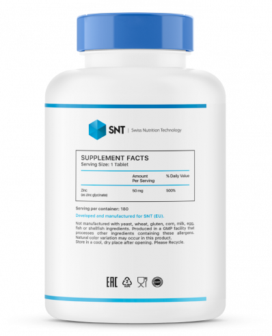 SNT Zinc Glycinate 50 mg, 180 таблеток
