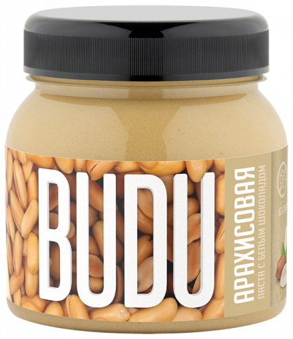 BUDU Паста арахисовая с белым шоколадом, 250 гр