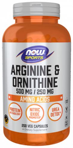 NOW Arginine &amp; Ornithine 500 mg / 250 mg, 250 капсул