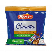 Победа Конфеты вафельные без сахара &quot;Соната&quot; в молочном шоколаде, 150 грамм